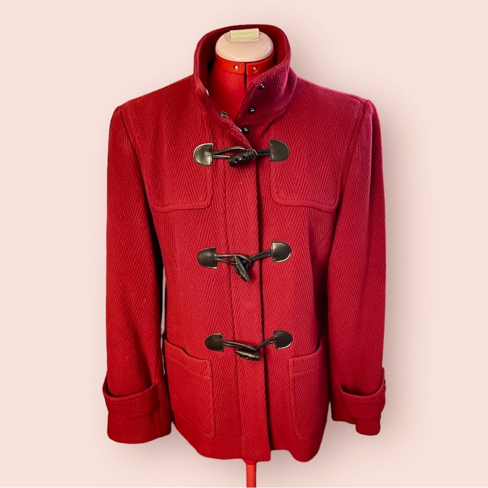 Talbots | Size 10 Red Wool Toggle Buttons Full Zi… - image 1